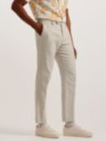 Ted Baker Damaskt Slim Cotton Linen Trousers, Natural Cream