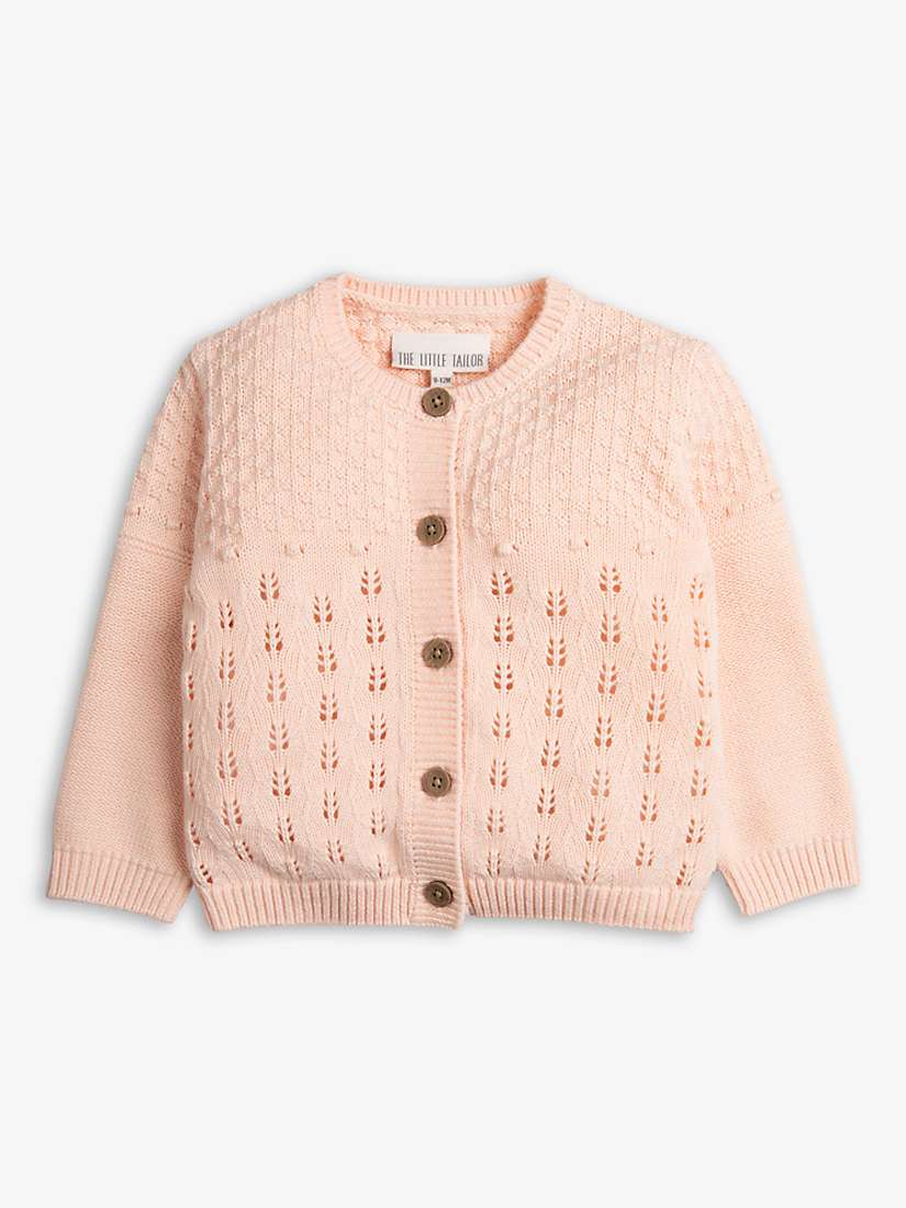 Buy The Little Tailor Baby Cotton Pointelle Knit Cardigan, Pink Online at johnlewis.com