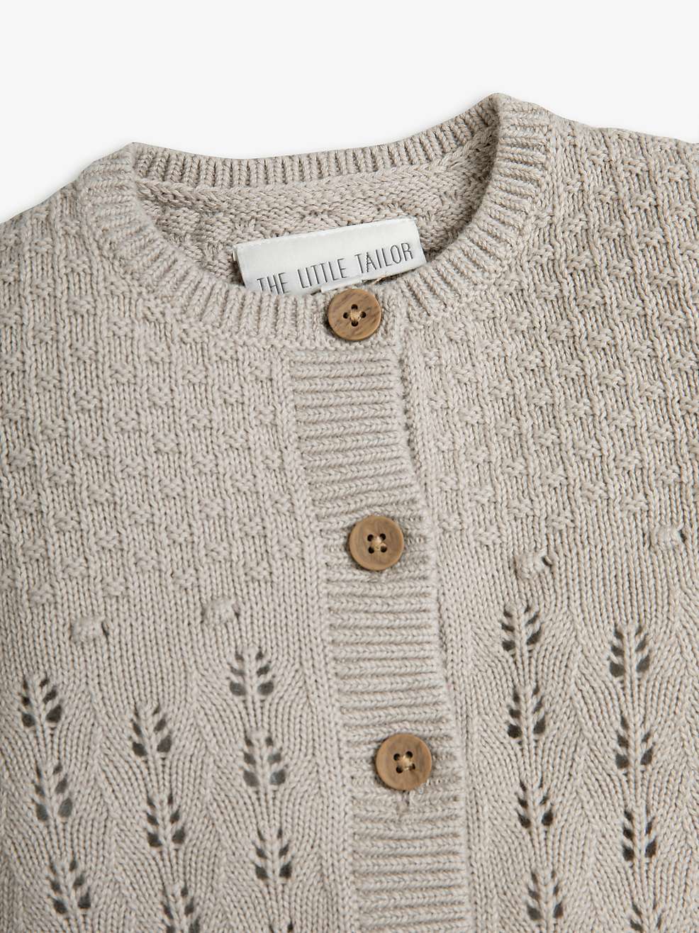Buy The Little Tailor Baby Cotton Pointelle Knit Cardigan, Fawn Online at johnlewis.com