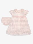 The Little Tailor Baby Gingham Ruffle Neck Dress & Bloomer Set, Pink