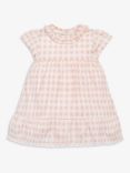 The Little Tailor Baby Gingham Ruffle Neck Dress & Bloomer Set, Pink