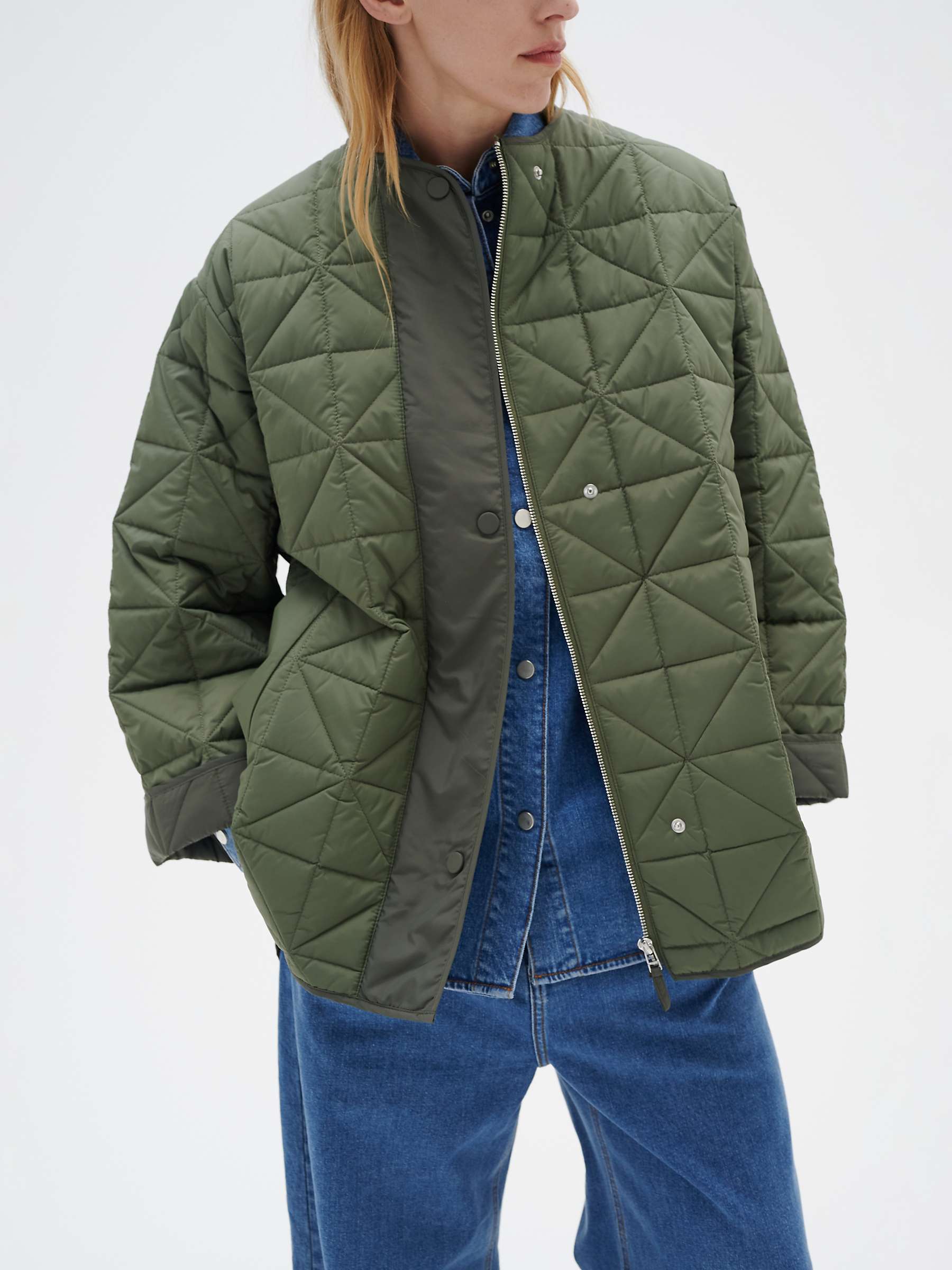 Buy InWear Teigan Oversized Quilted Jacket, Beetle Green Online at johnlewis.com
