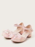 Monsoon Kids' Cindy Glitter Diamonte Bow Two Part Heeled Shoes, Pink