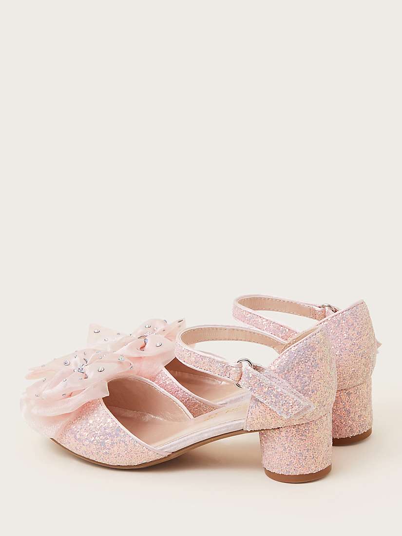 Buy Monsoon Kids' Cindy Glitter Diamonte Bow Two Part Heeled Shoes, Pink Online at johnlewis.com