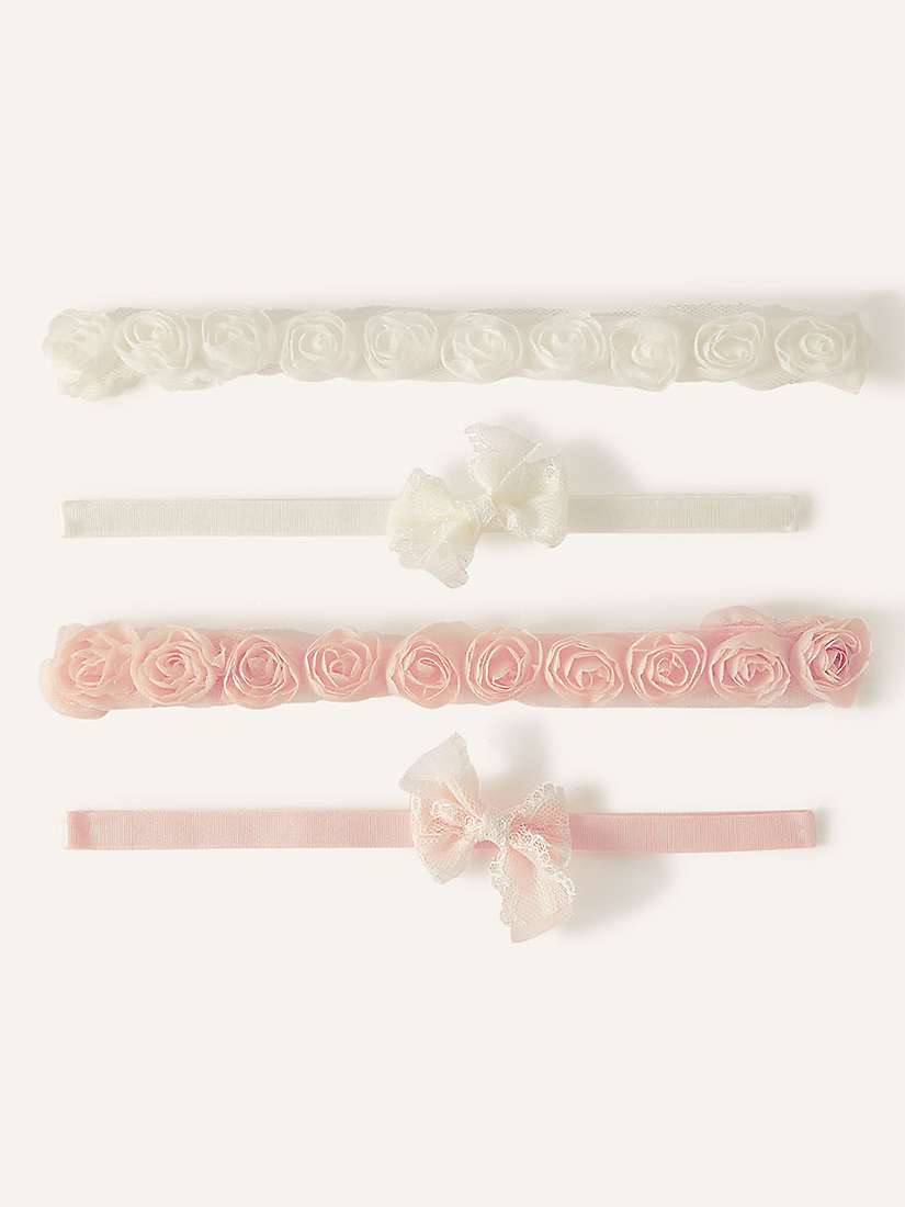 Buy Monsoon Baby Rose & Bow Headbands, Pack of 4, Ivory/Pink Online at johnlewis.com