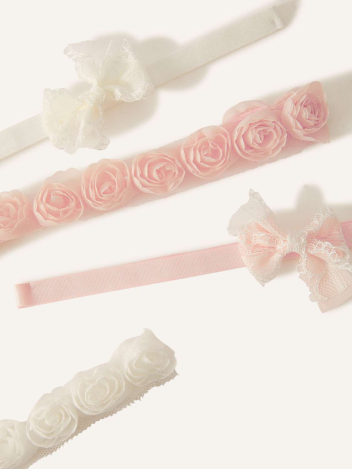 Buy Monsoon Baby Rose & Bow Headbands, Pack of 4, Ivory/Pink Online at johnlewis.com