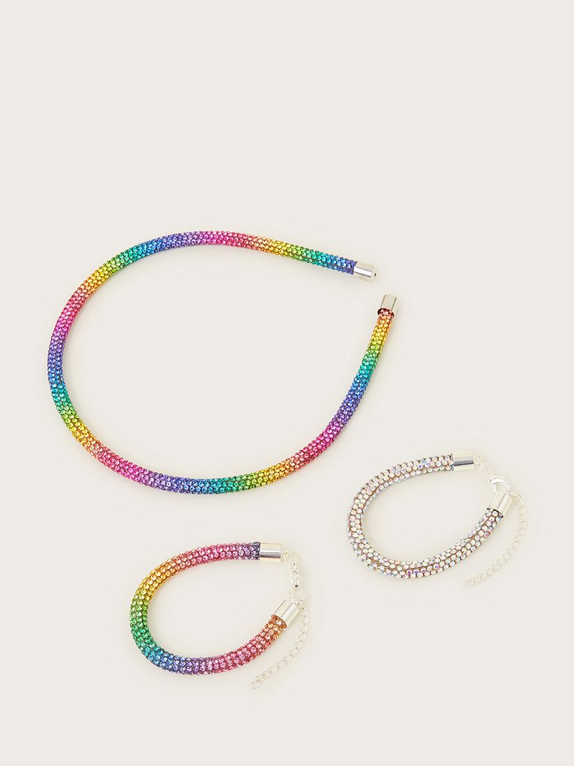 Monsoon Kids' Rainbow Dazzle Headband & Bracelet Set, Multi, One Size