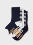 Crew Clothing Kids' Logo Ankle Socks, Navy Blue/Multi