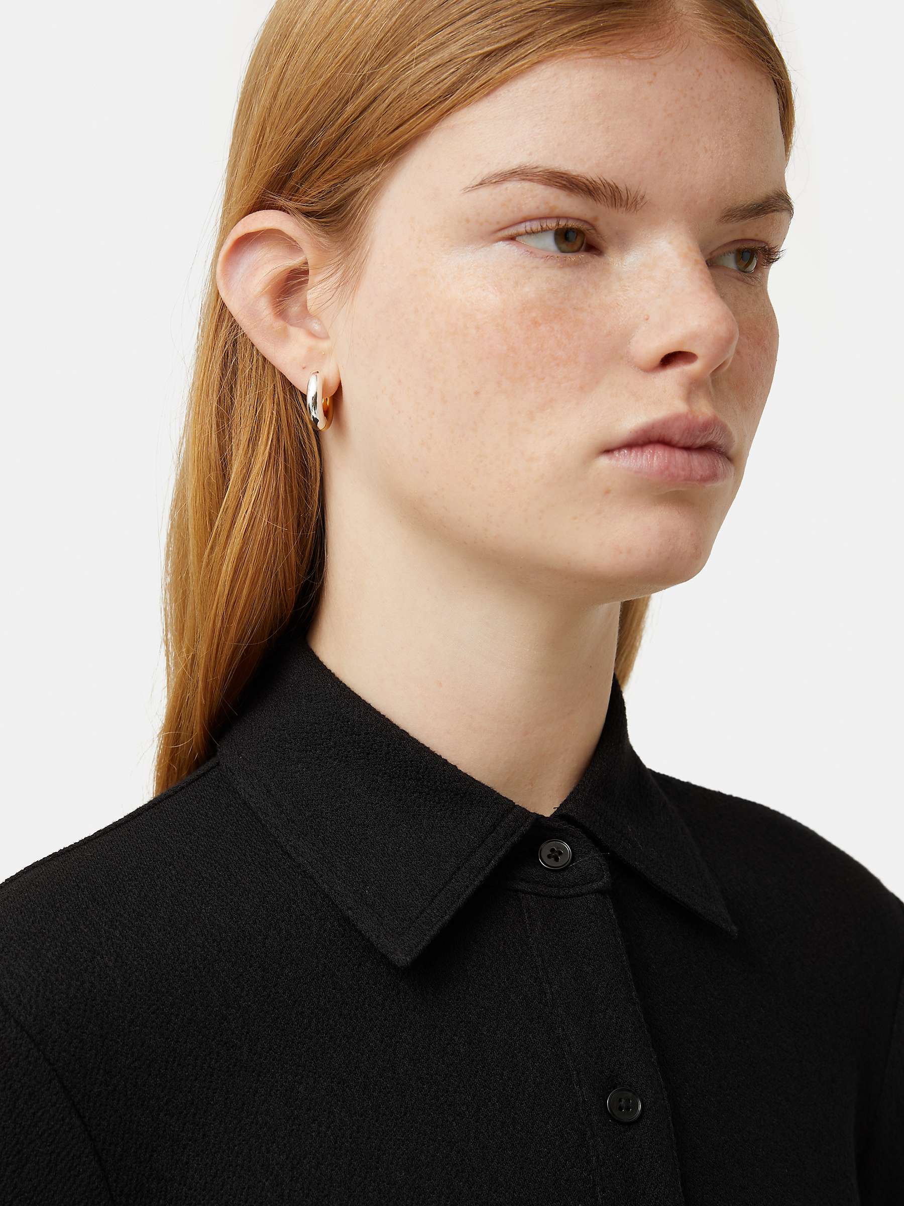 Buy Jigsaw Textured Midi Shirt Dress, Black Online at johnlewis.com