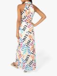 Traffic People Sargasso Sea Silk Blend Halter Neck Maxi Dress, Cream/Multi