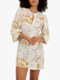 Traffic People Deanie Loomis Mia Linen Blend Mini Dress, , Mustard/Multi