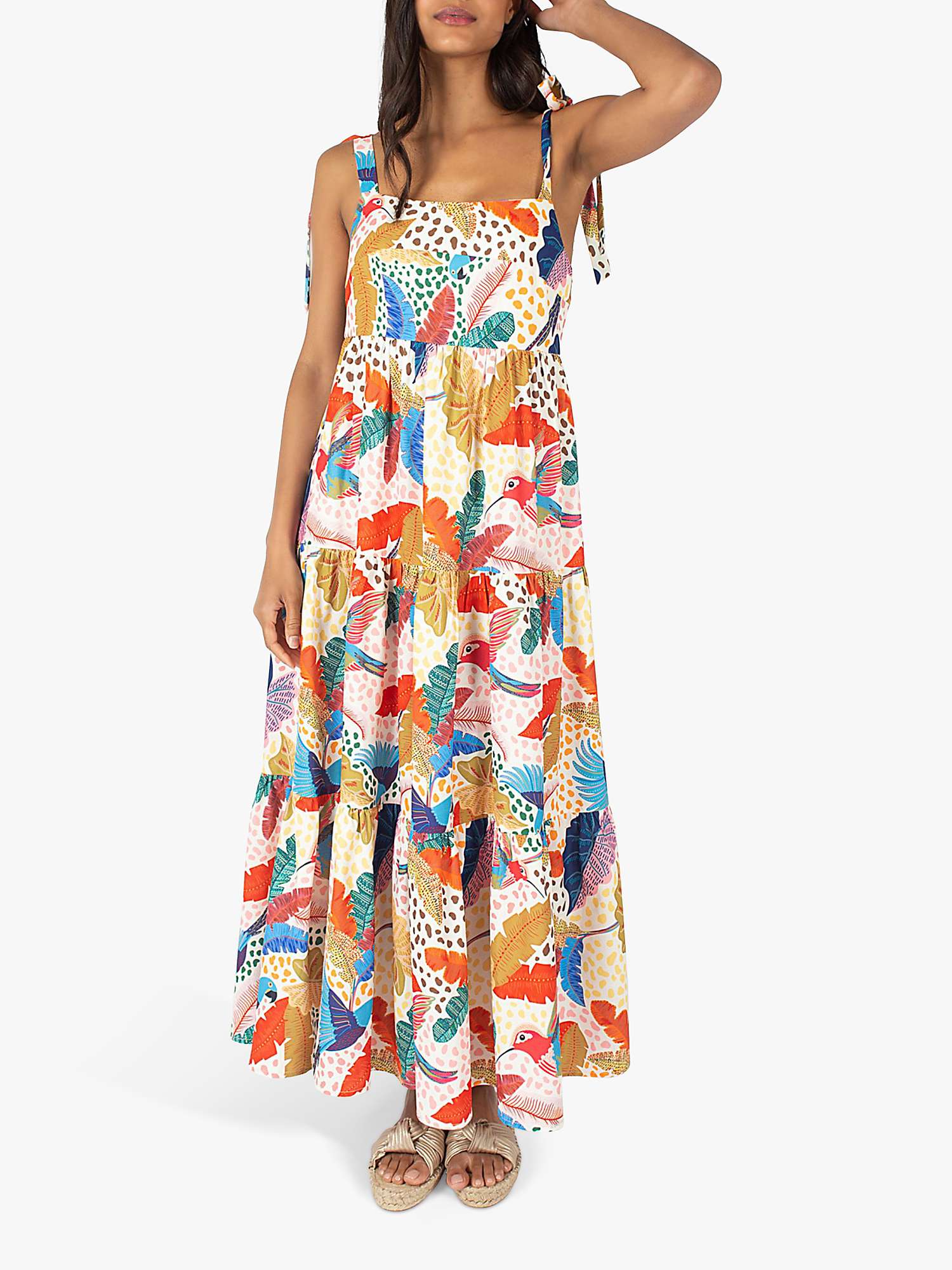 Buy Traffic People Lily Pretty Boy Linen Blend Maxi Dress, White/Multi Online at johnlewis.com