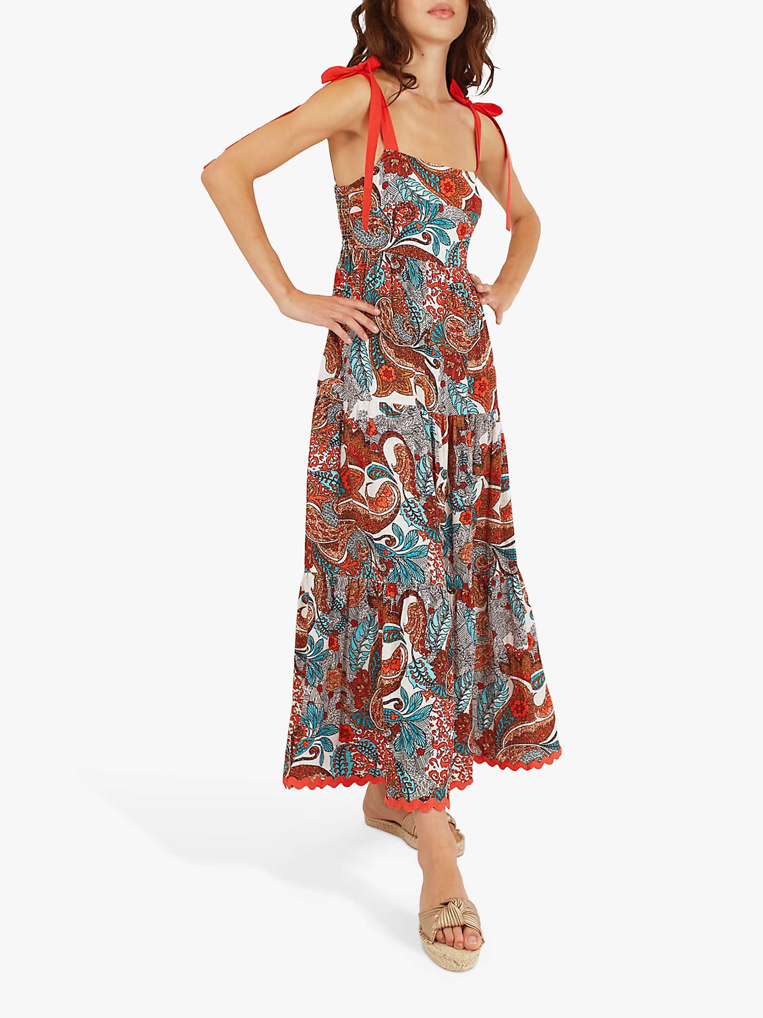 Buy Traffic People Hubris Haze Lily Linen Blend Maxi Dress, Multi Online at johnlewis.com