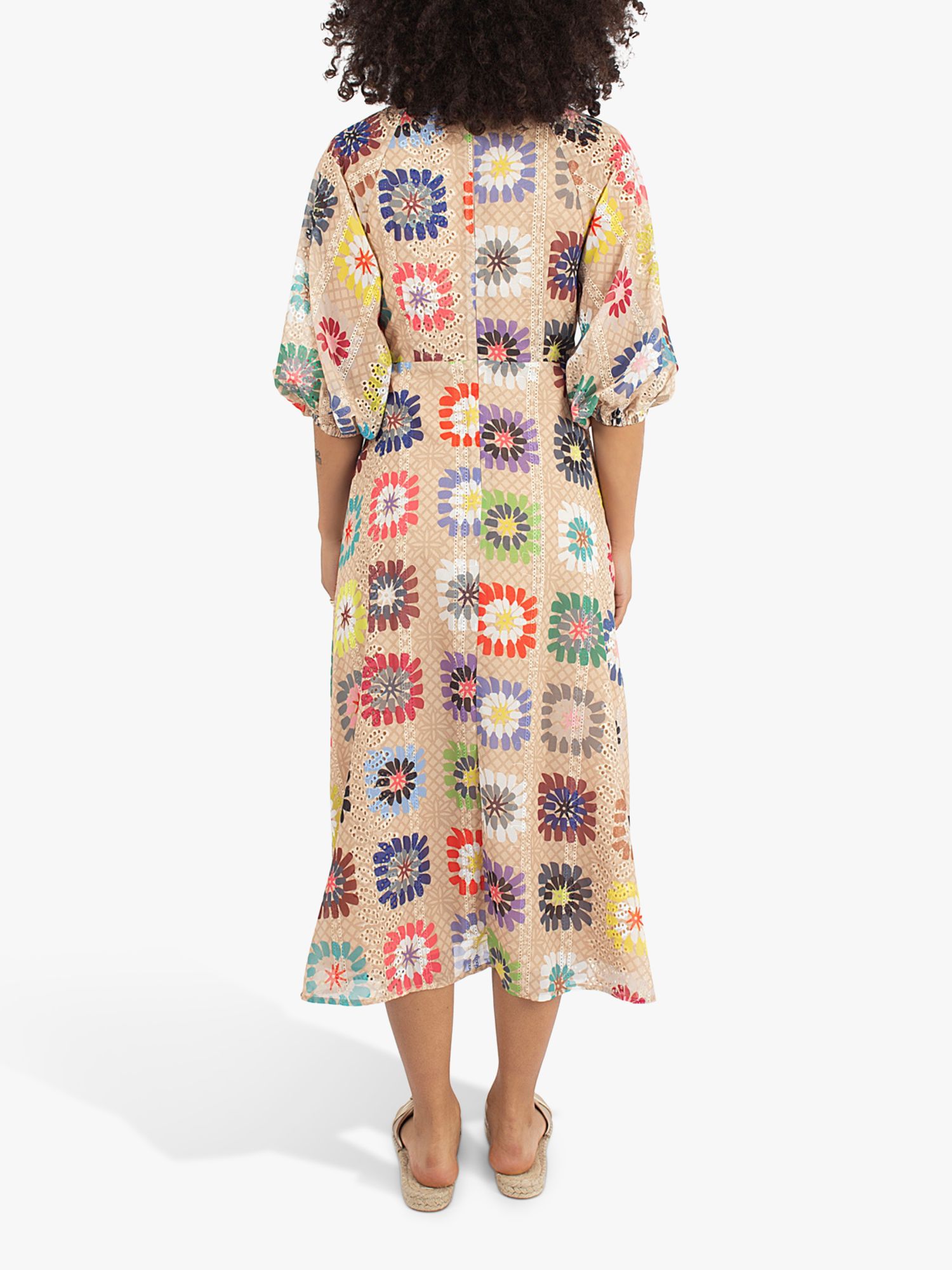 Traffic People Gloria Dream Catcher Abstract Print Midi Dress, Brown/Multi, XS