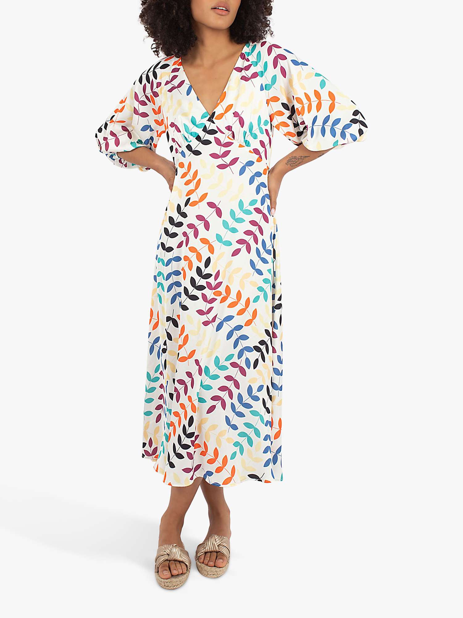 Buy Traffic People Gloria Sargasso Sea Silk Blend Midi Dress, Cream/Multi Online at johnlewis.com