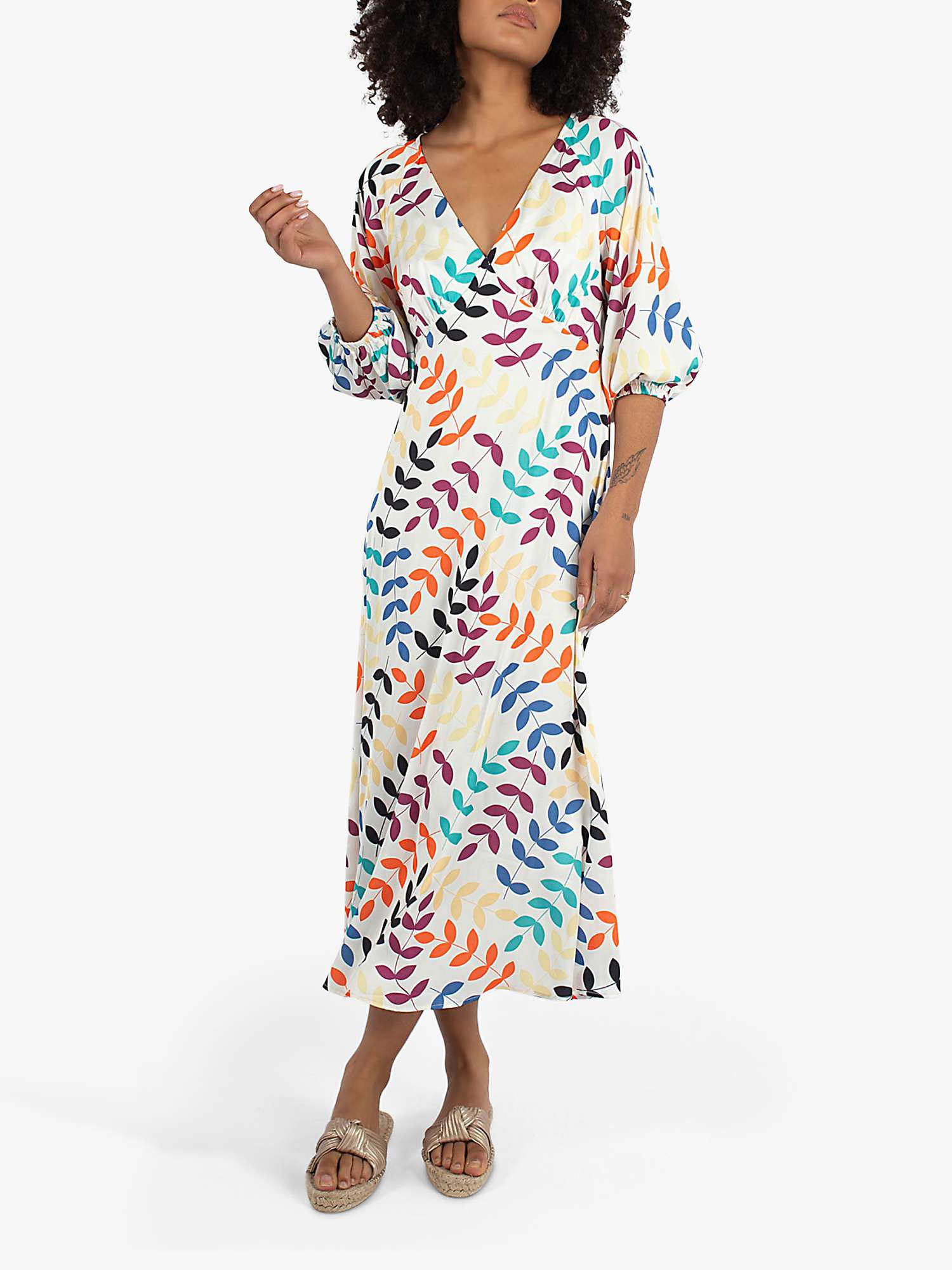 Buy Traffic People Gloria Sargasso Sea Silk Blend Midi Dress, Cream/Multi Online at johnlewis.com