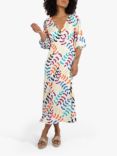 Traffic People Gloria Sargasso Sea Silk Blend Midi Dress, Cream/Multi