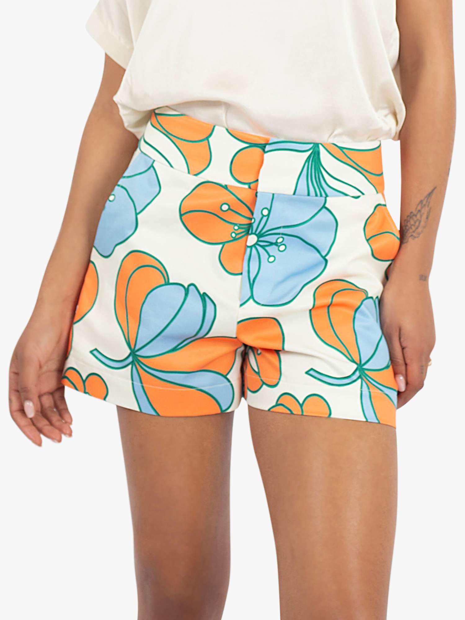 Buy Traffic People The Bold Betty Shorts, White/Multi Online at johnlewis.com