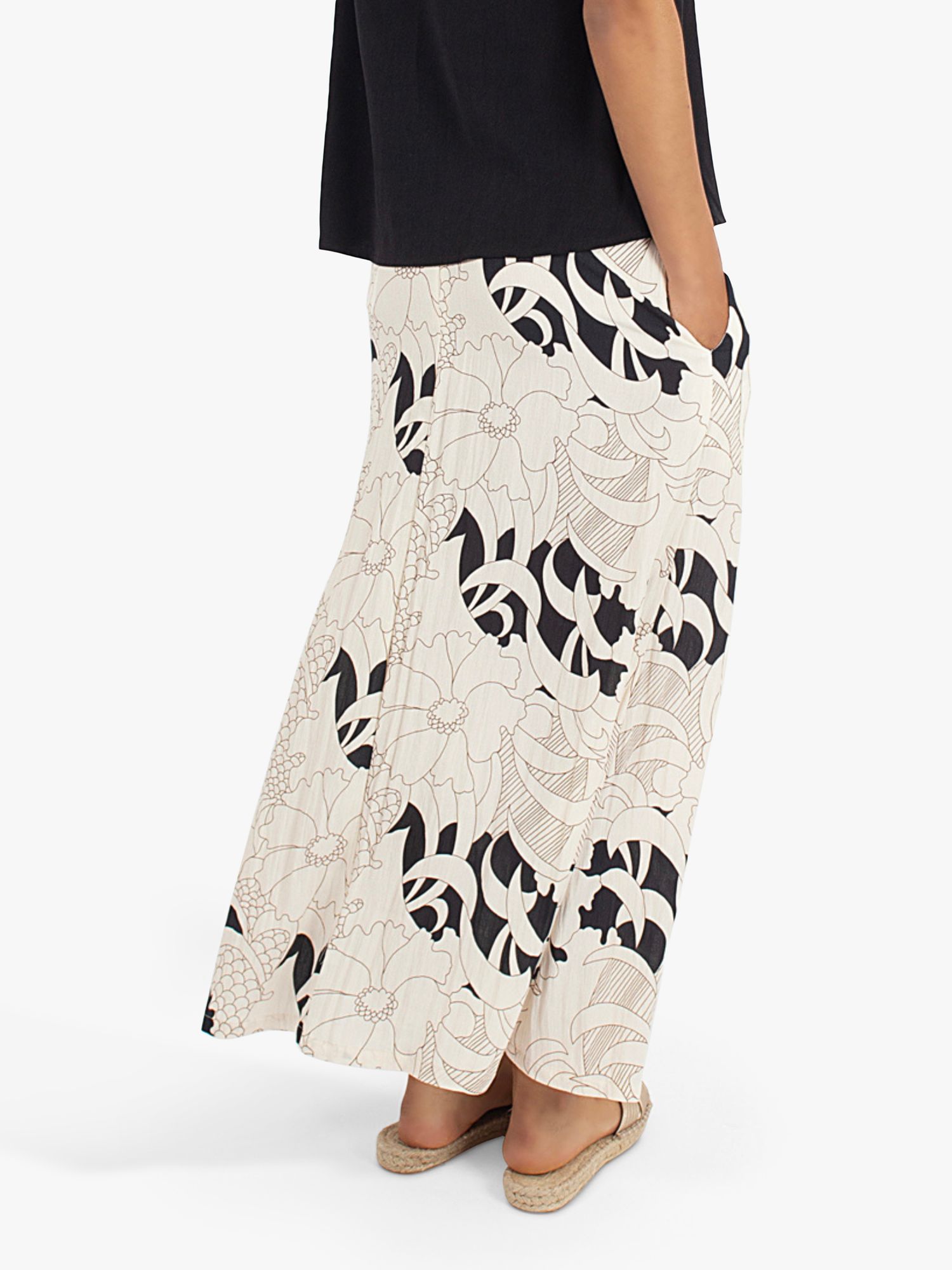 Traffic People Deanie Loomis Mia Linen Blend Maxi Skirt, Black/White, XS