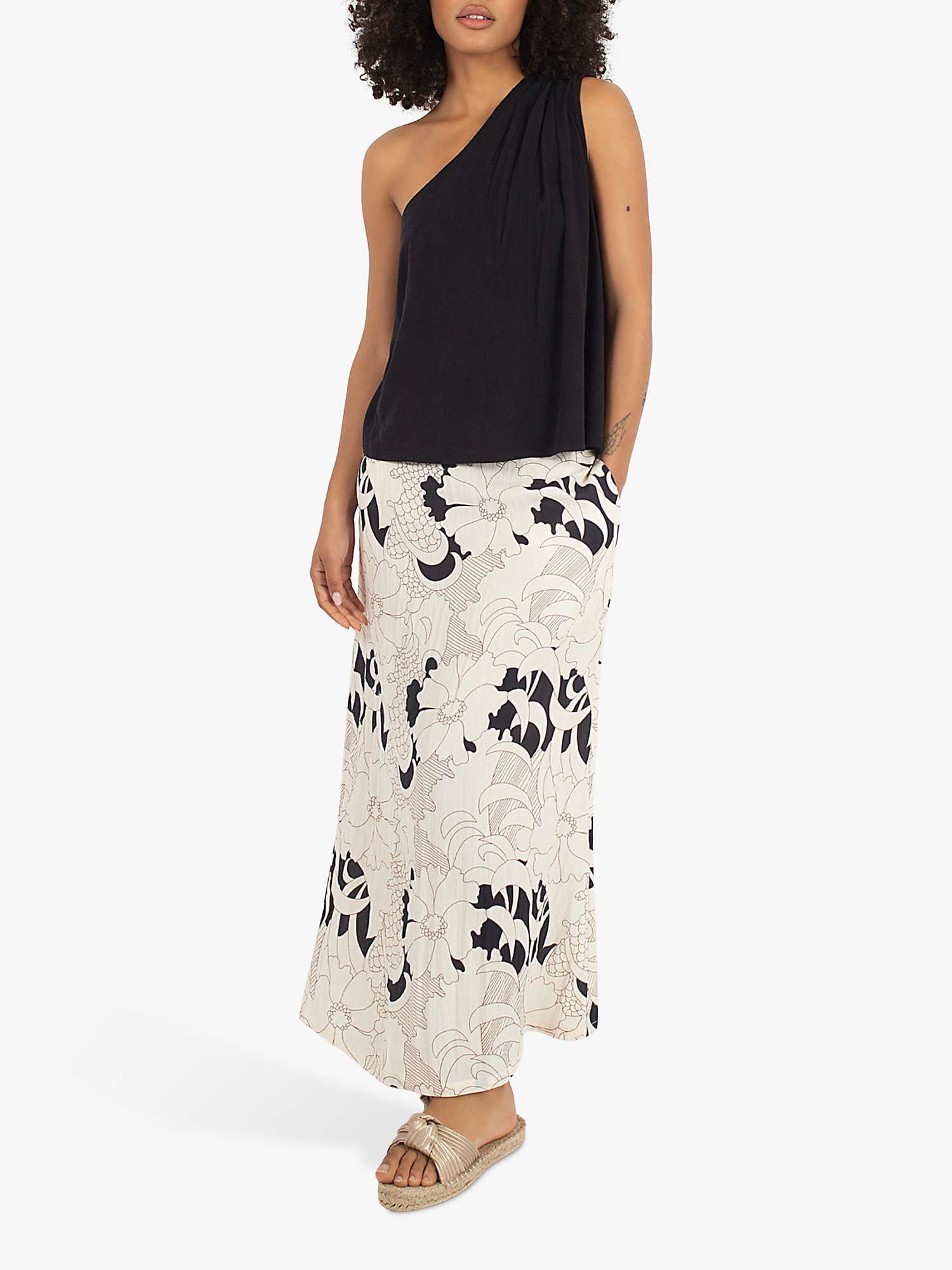 Buy Traffic People Deanie Loomis Mia Linen Blend Maxi Skirt, Black/White Online at johnlewis.com