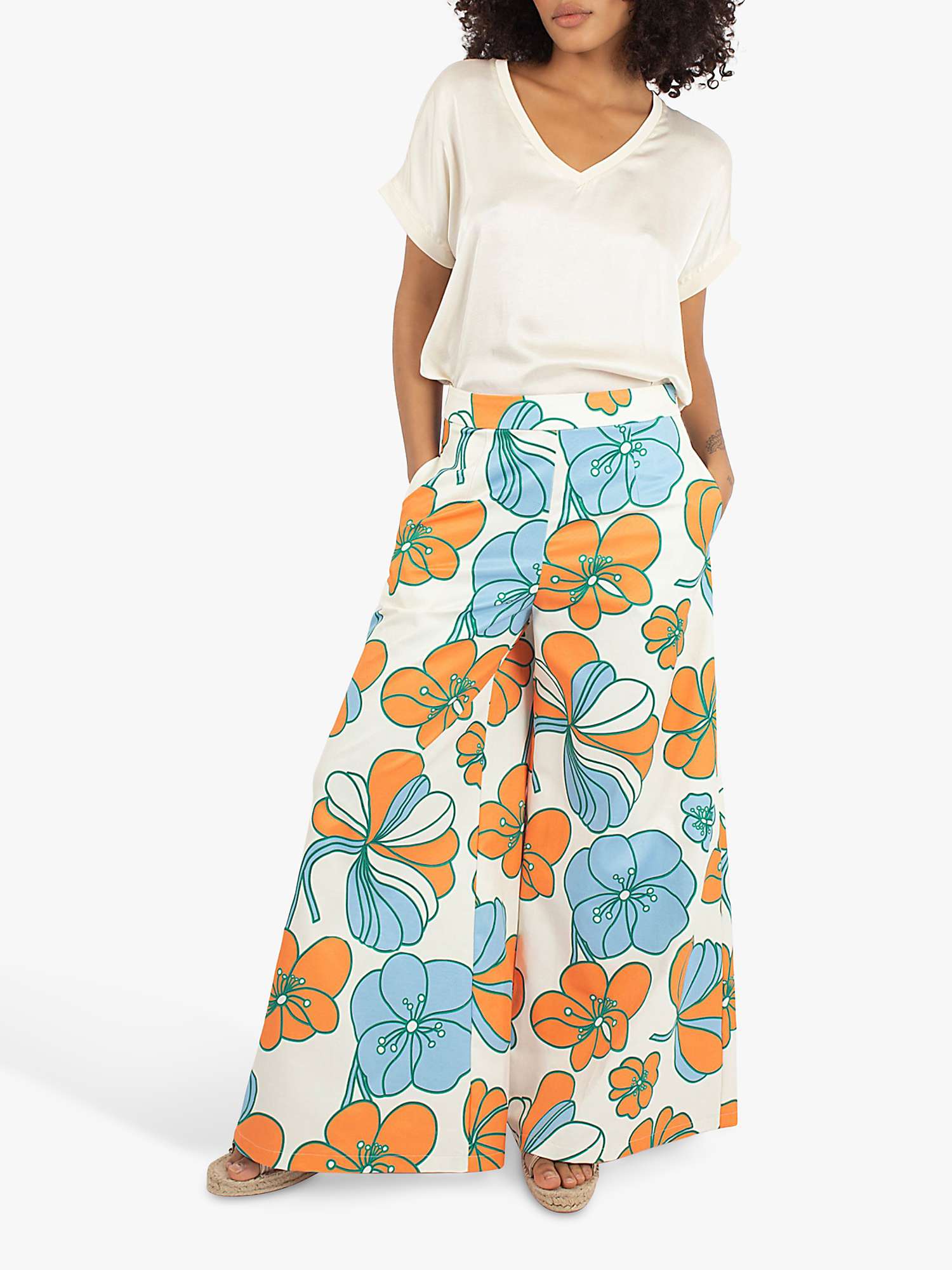 Buy Traffic People The Bold Wide Leg Trousers, White/Multi Online at johnlewis.com