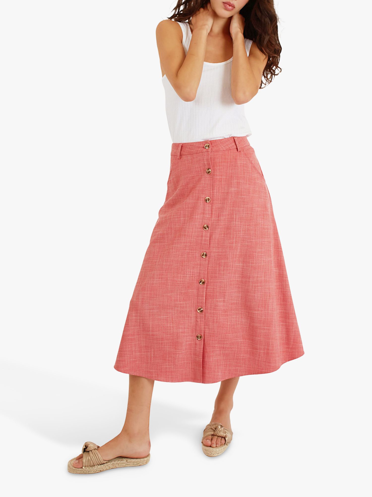 Buy Traffic People Bacall Peppermint Soda A-Line Midi Skirt, Red Online at johnlewis.com