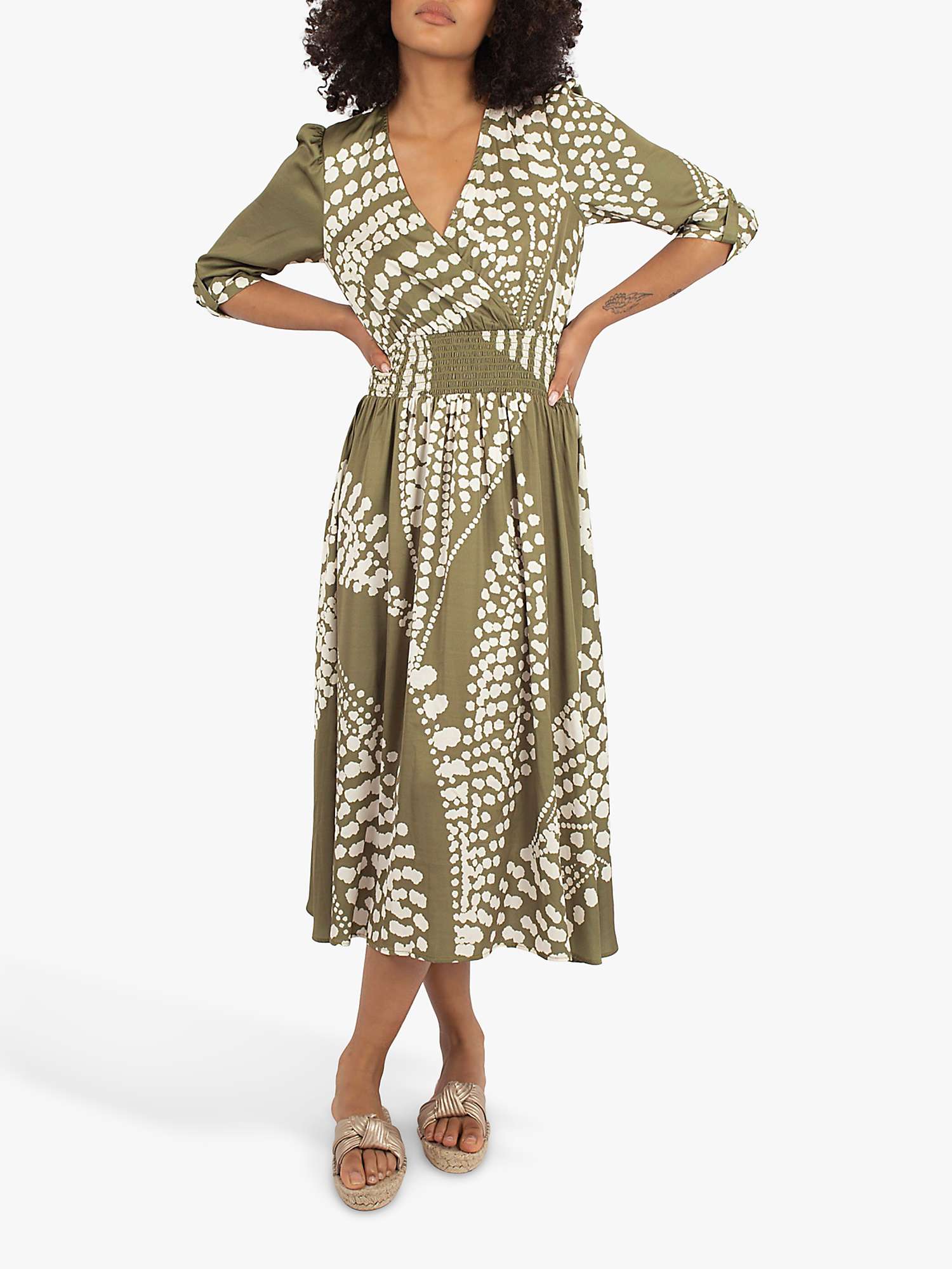 Buy Traffic People The Odes Maia Silk Blend Dress, Olive Online at johnlewis.com