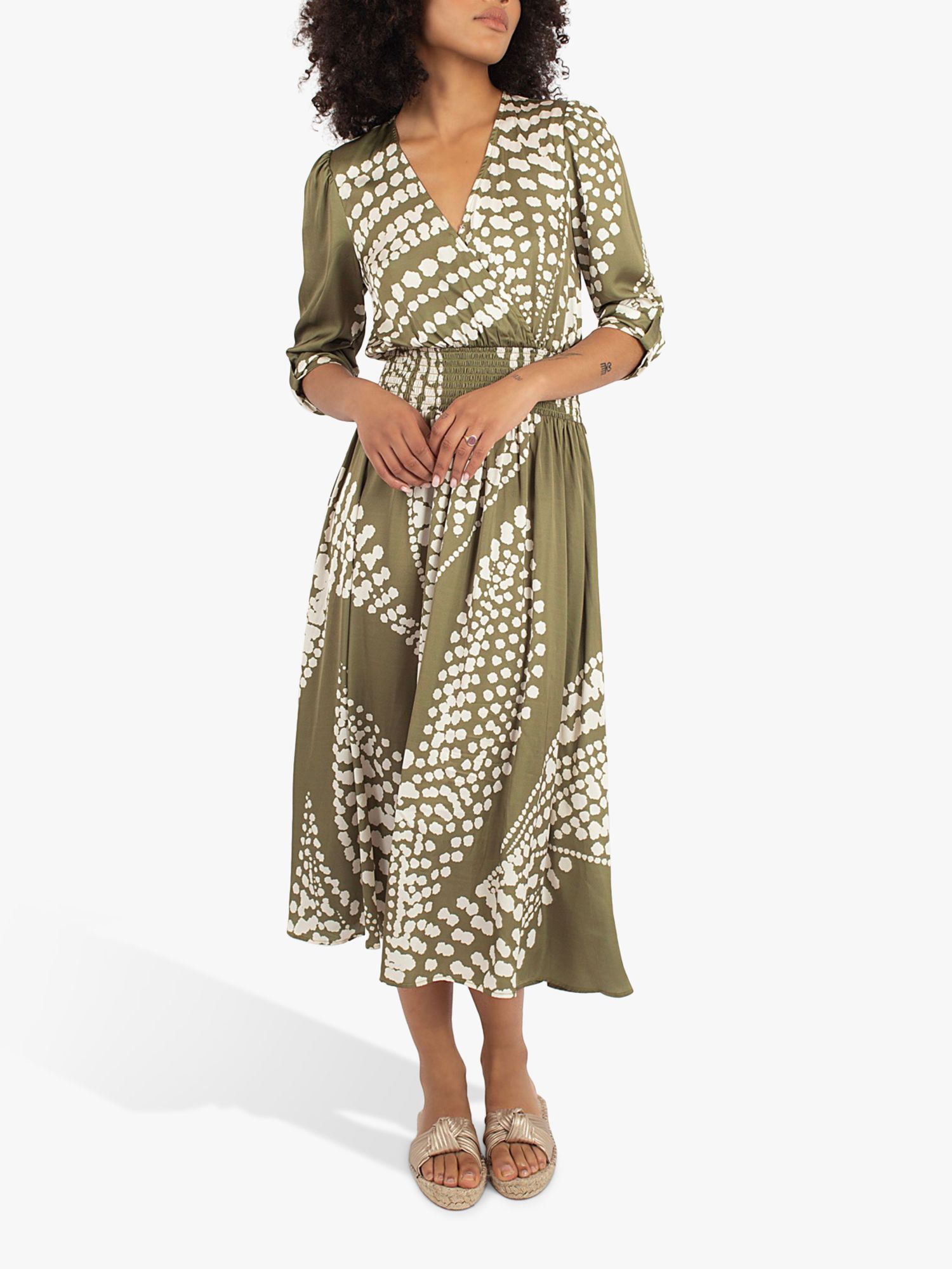 Traffic People The Odes Maia Silk Blend Dress, Olive, M