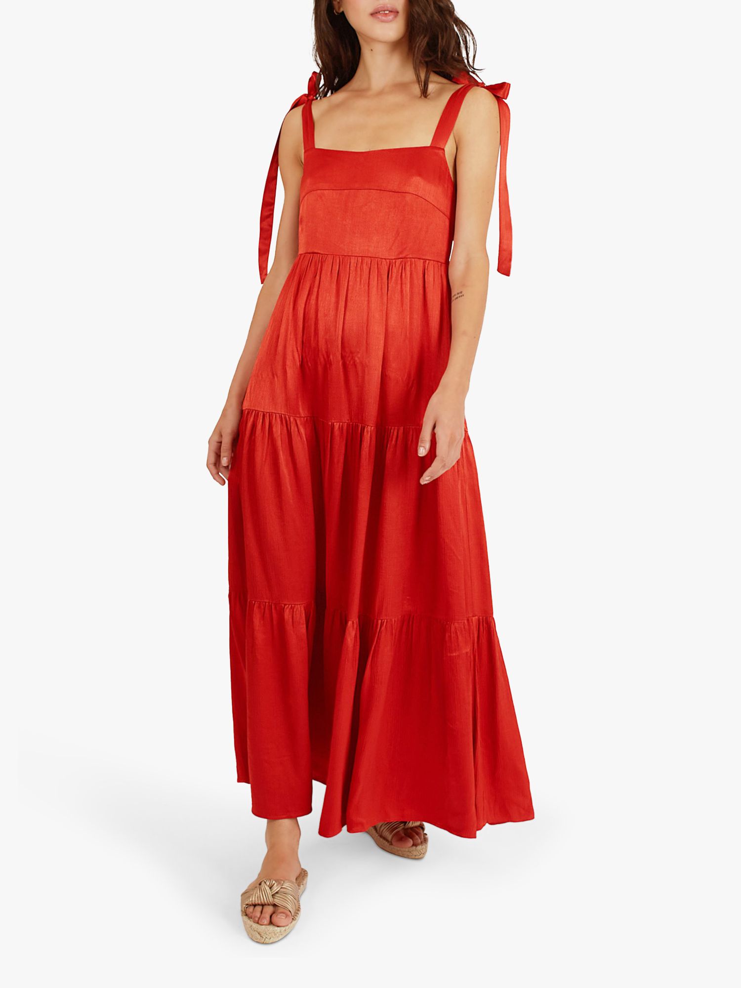 Traffic People Breathless Lily Tiered Maxi Dress, Rust, XS