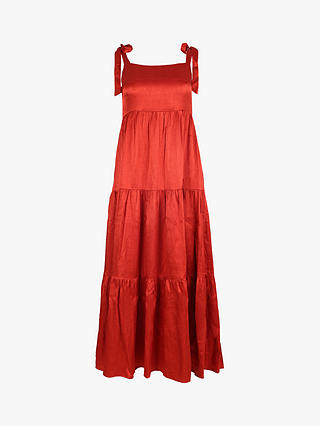 Traffic People Breathless Lily Tiered Maxi Dress, Rust