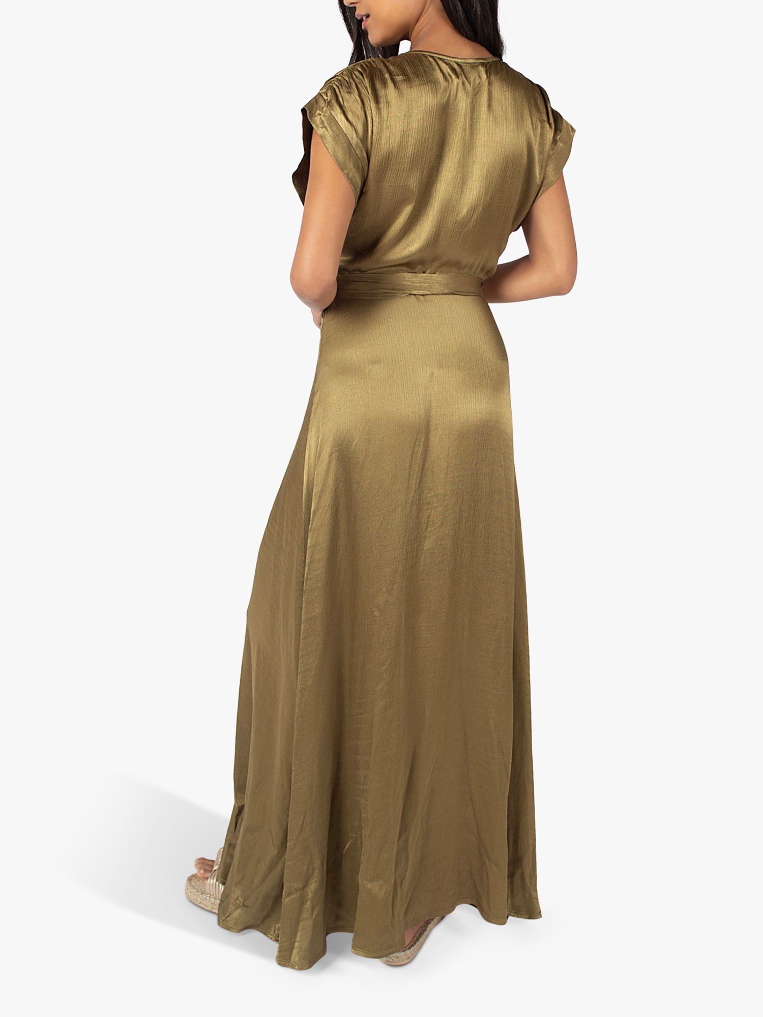 Traffic People Breathless Claude Wrap Maxi Dress, Olive, XS
