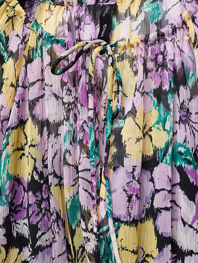 Mango Victoria Midi Floral Chiffon Dress, Light Purple/Multi