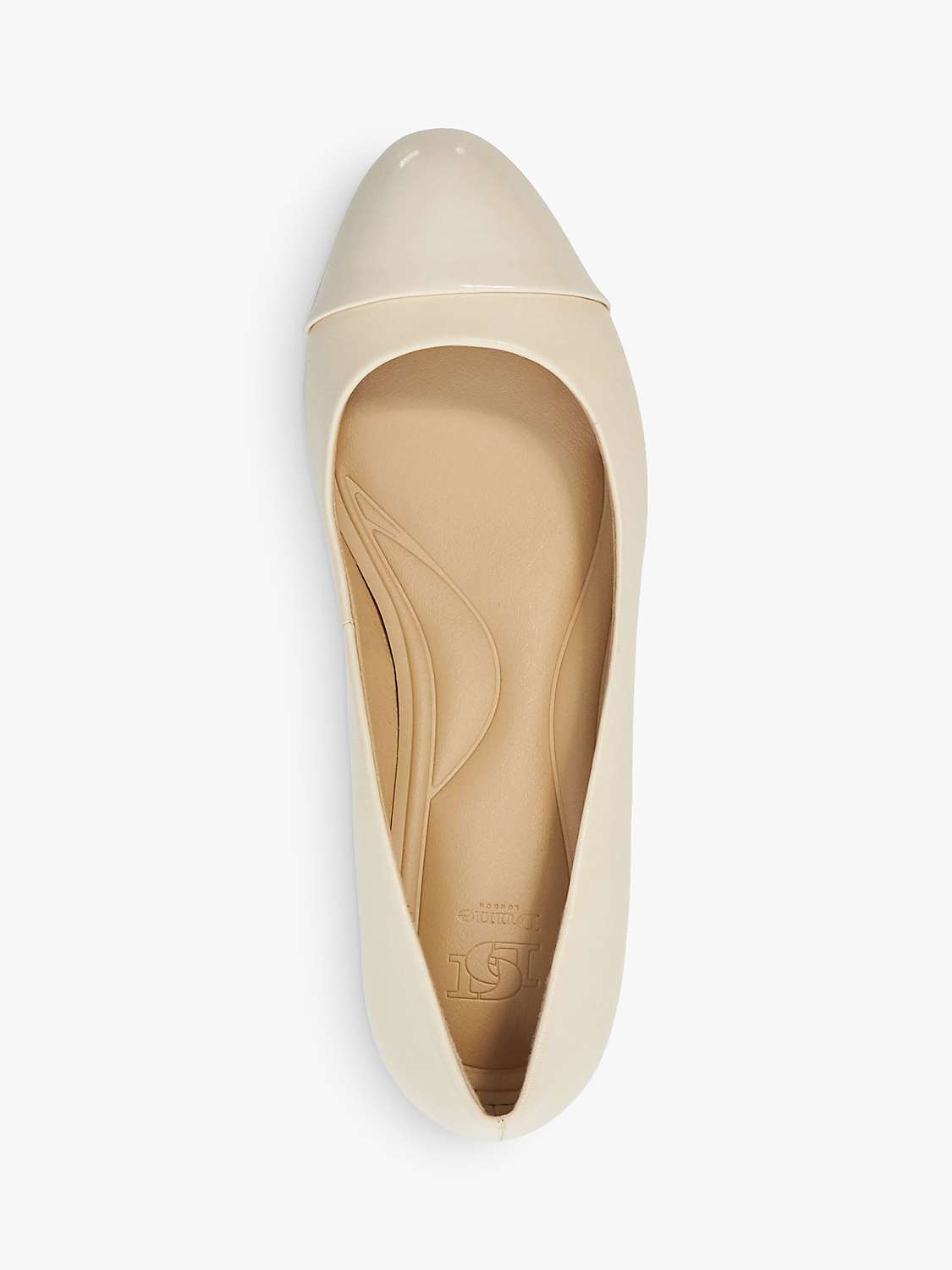 Buy Dune Bracket Leather Patent Toe Cap Low Block Heel Comfort Court Shoes, Cream Online at johnlewis.com