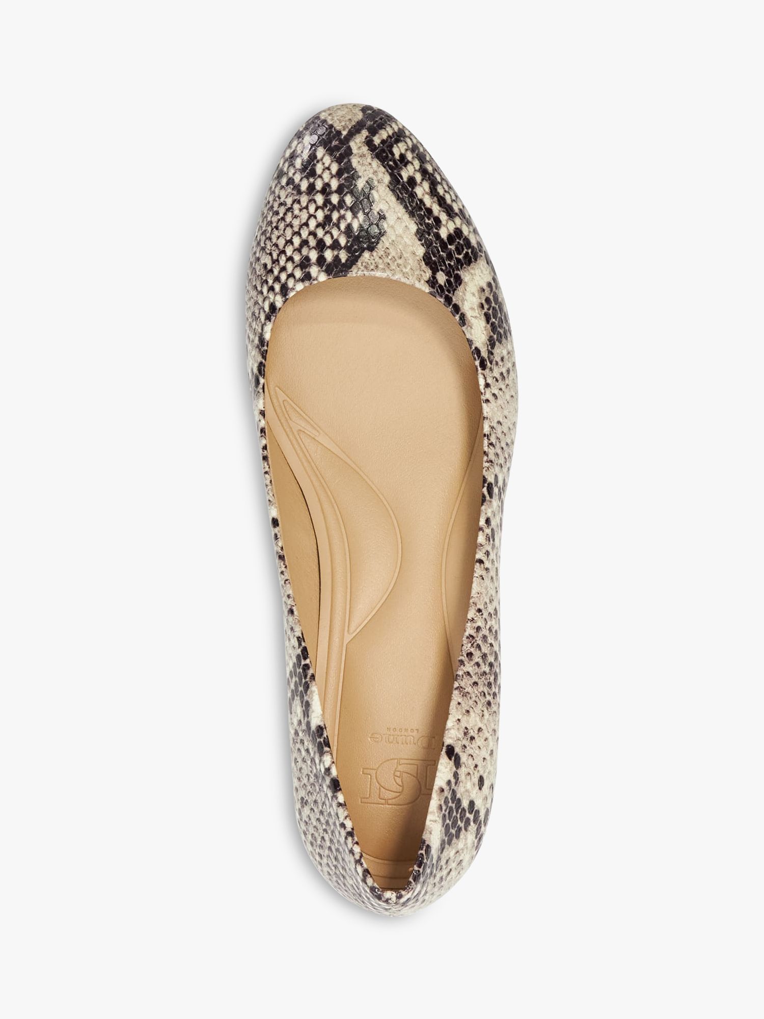 Dune Bracket Snake Effect Leather Low Block Heel Comfort Court Shoes, Cream/Multi, 3