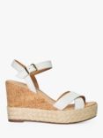 Dune Kindest Leather Cross Strap Wedge Sandals, White