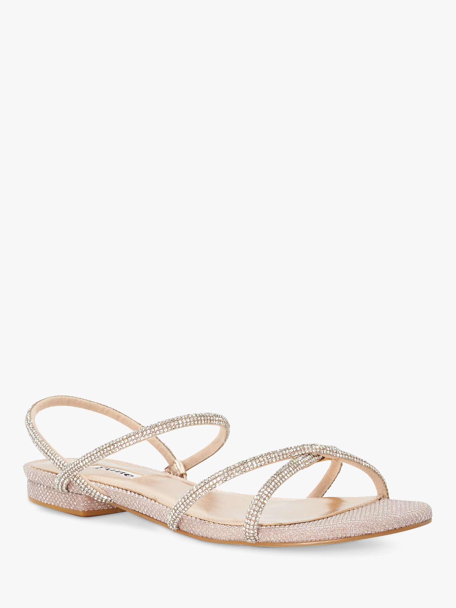 Buy Dune Wide Fit Nightengale Embellished Strappy Sandals, Rose Gold Online at johnlewis.com