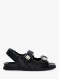 Dune Lamara Quilted Satin Sandals, Black