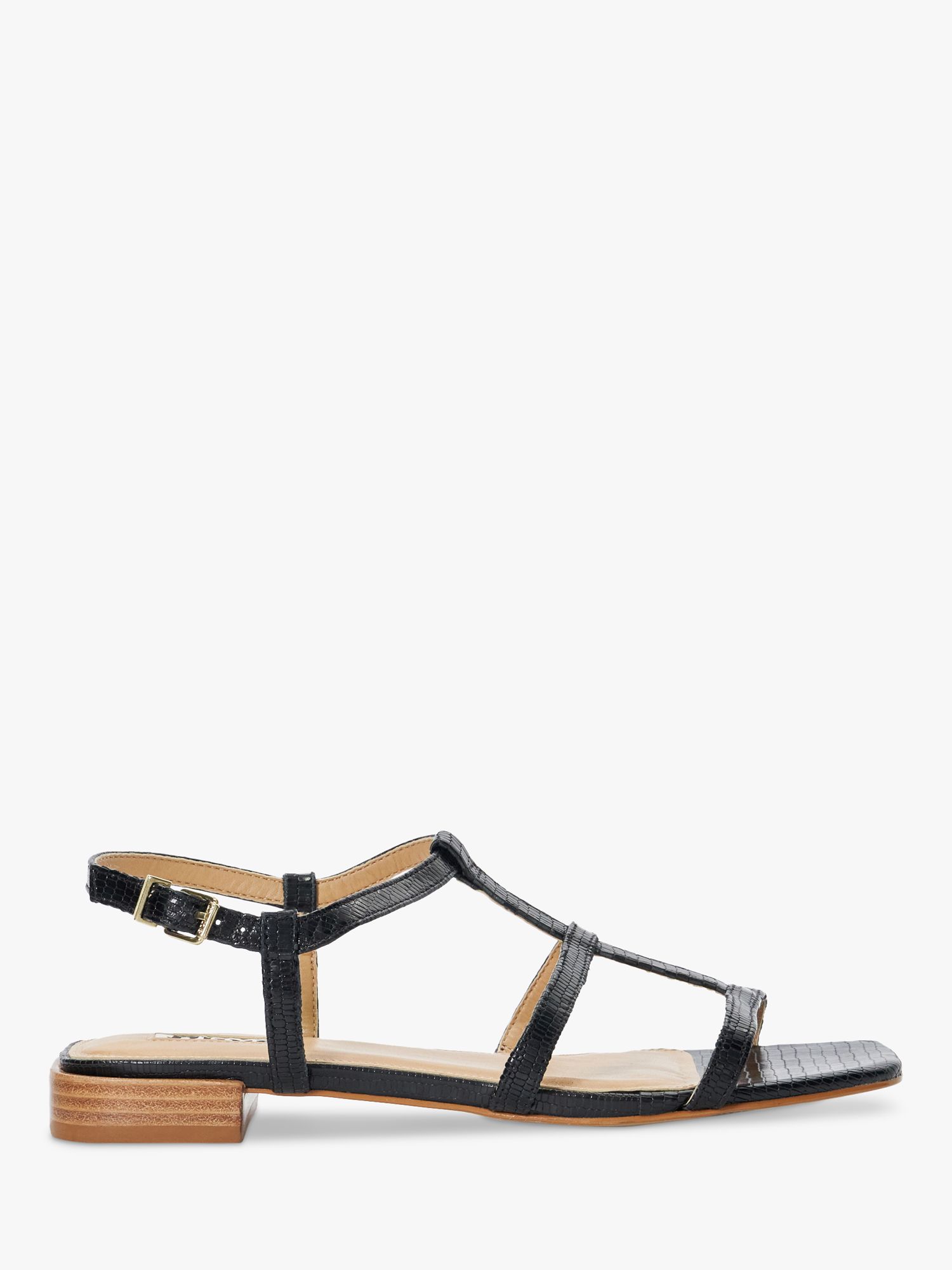 Dune Ladi Leather Sandals, Black