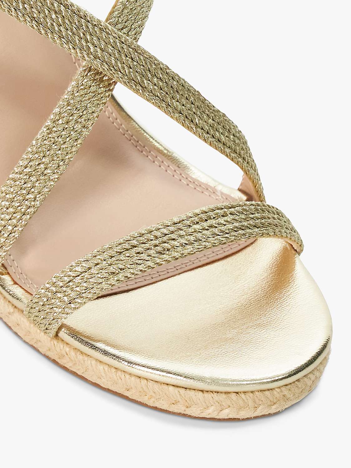 Buy Dune Keylas Fabric Wedge Heel Sandals, Gold Online at johnlewis.com