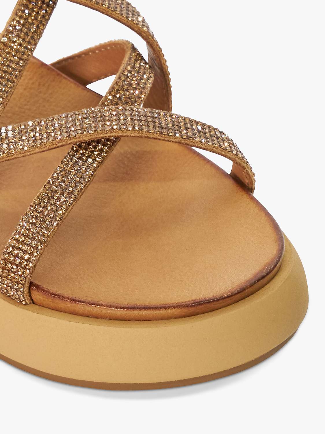 Buy Dune Ledge Embellished Leather Flatform Sandals, Camel Online at johnlewis.com