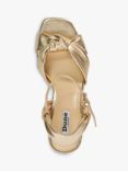 Dune Kaino Knotted Leather Wedge Sandals, Gold