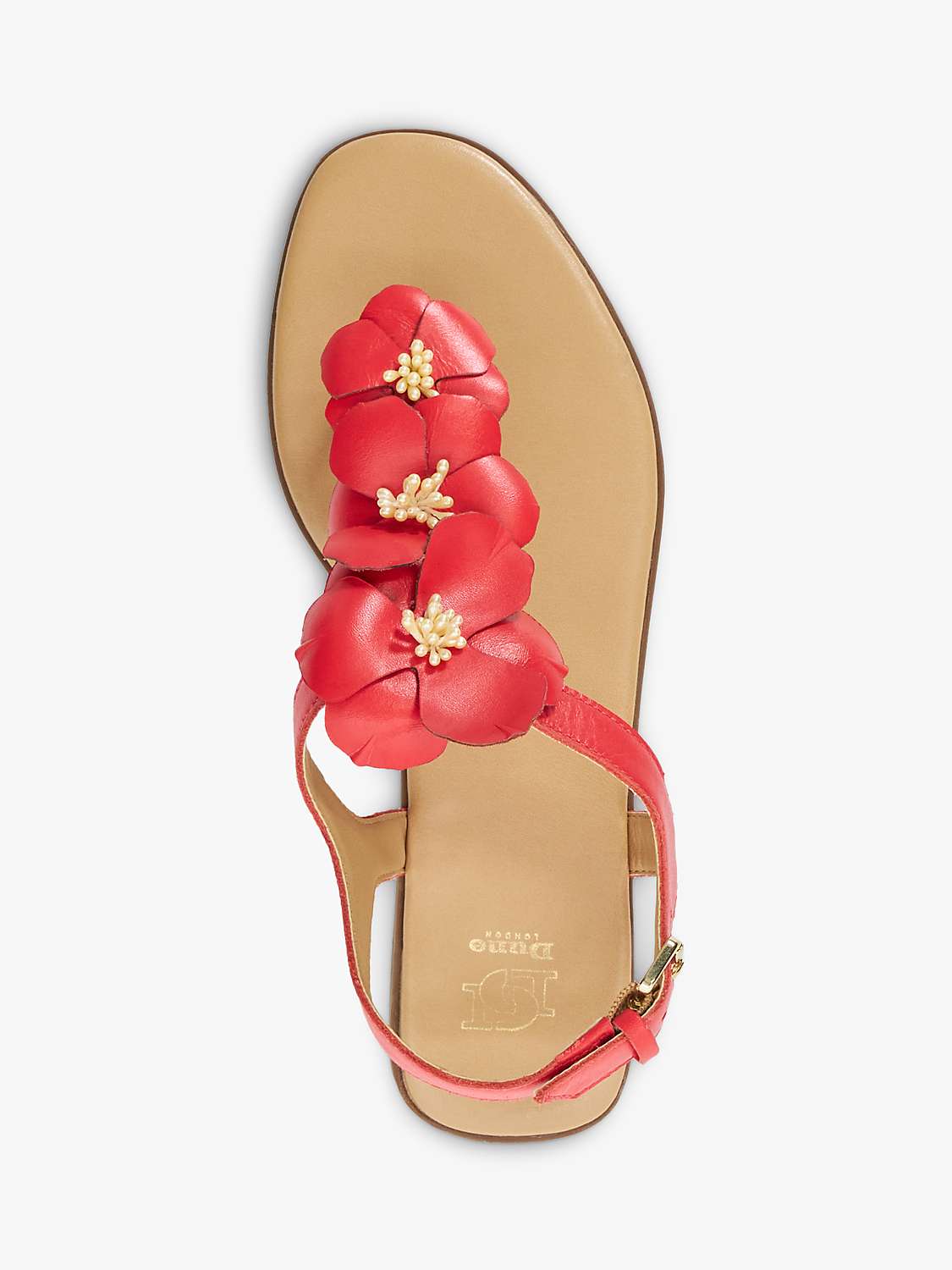 Buy Dune Linaria Flower Leather Sandals, Red Online at johnlewis.com
