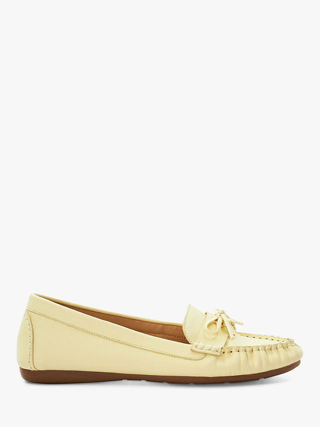 Dune Grovers Leather Bow Detail Driving Loafers, Lemon