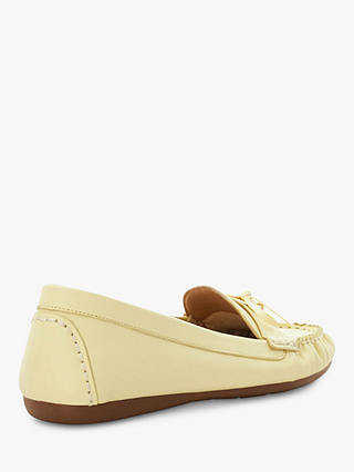 Dune Grovers Leather Bow Detail Driving Loafers, Lemon