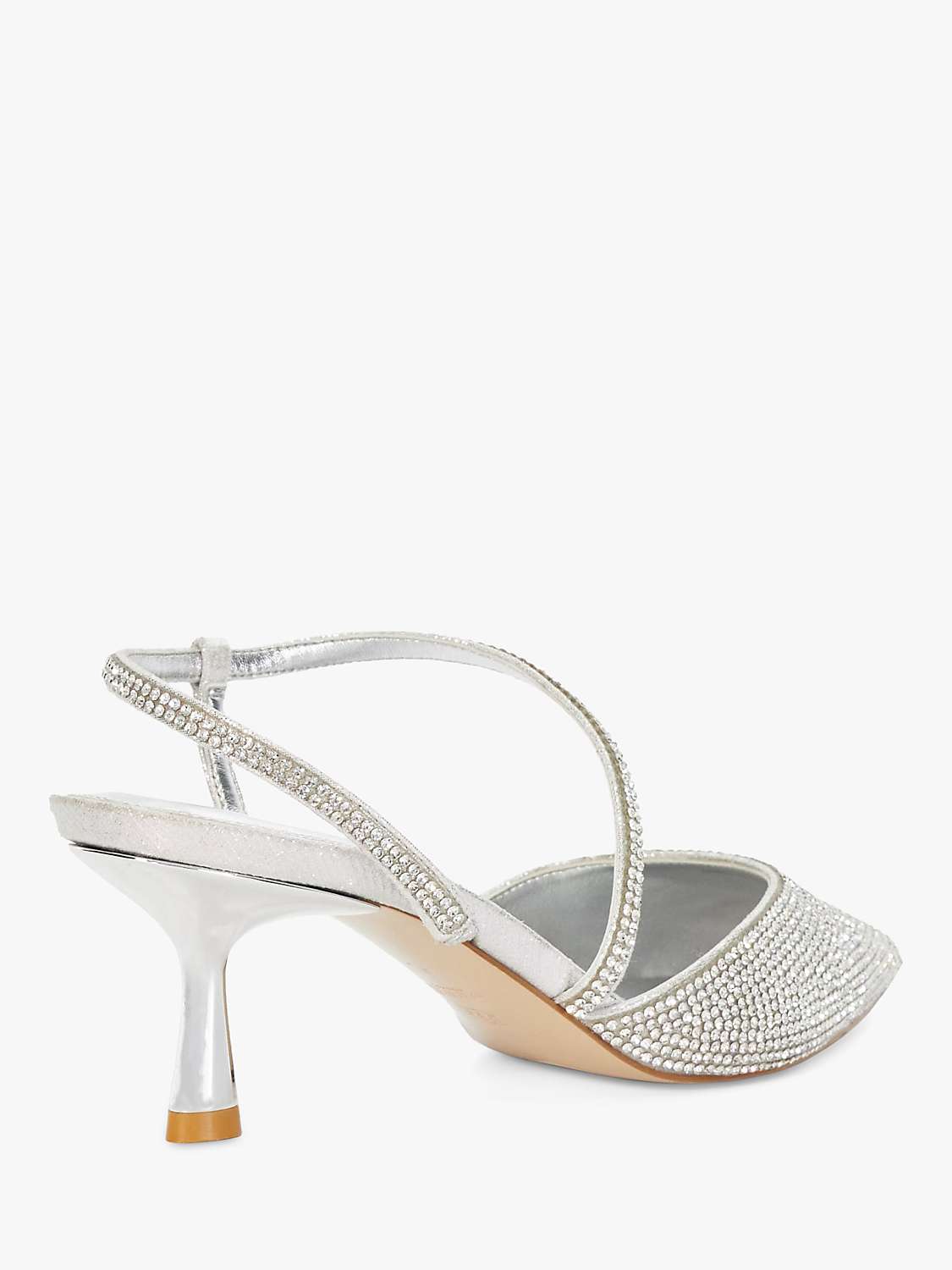 Buy Dune Competitive Crystal Pointed Toe Slingback Court Shoes, Silver Online at johnlewis.com