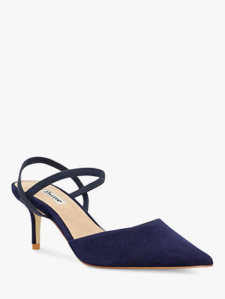 Dune Wide Fit Classical Suede Elasticated Open Court Shoes, Navy