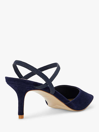Dune Wide Fit Classical Suede Elasticated Open Court Shoes, Navy