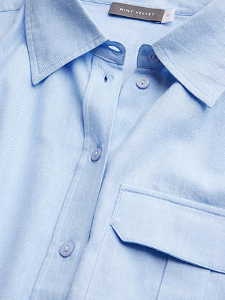 Mint Velvet Oversized Cotton Shirt, Pale Blue