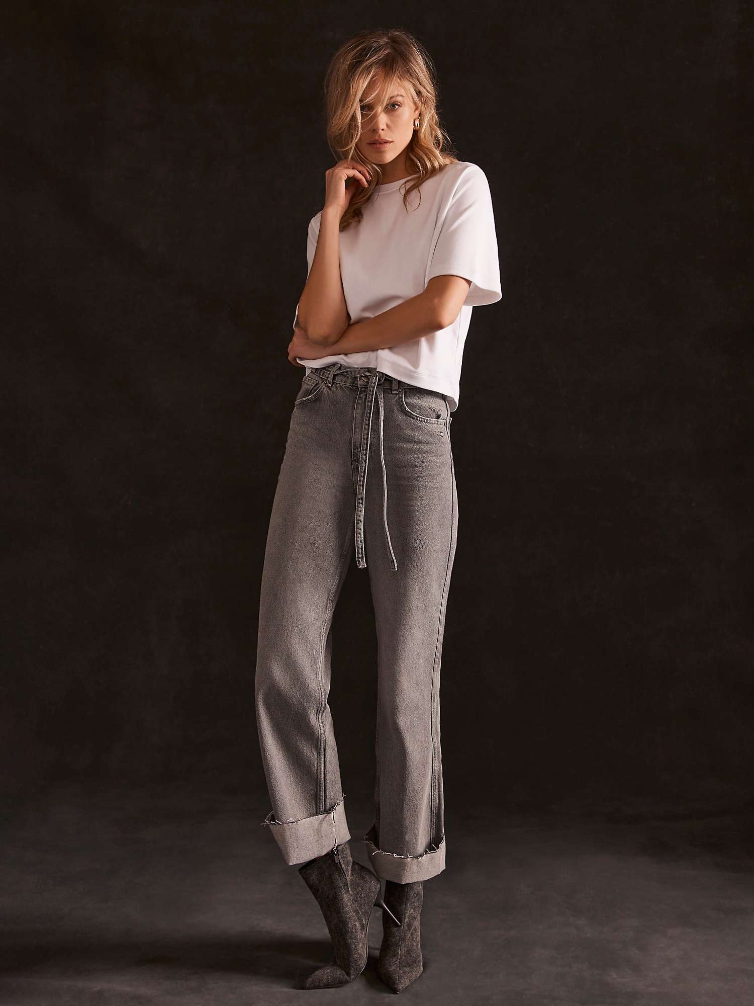 Buy Mint Velvet Wide Leg Jeans, Grey Online at johnlewis.com