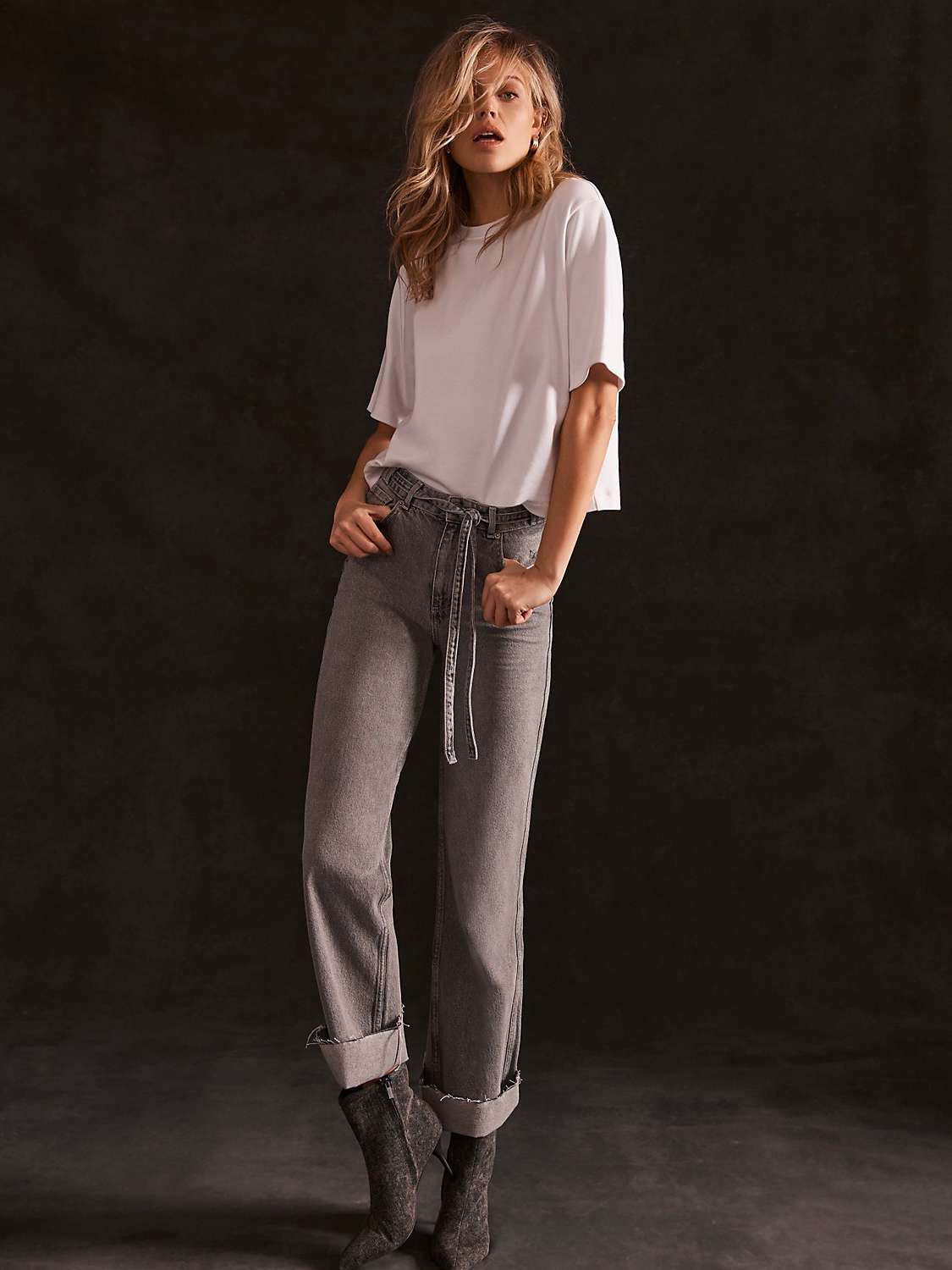 Buy Mint Velvet Wide Leg Jeans, Grey Online at johnlewis.com